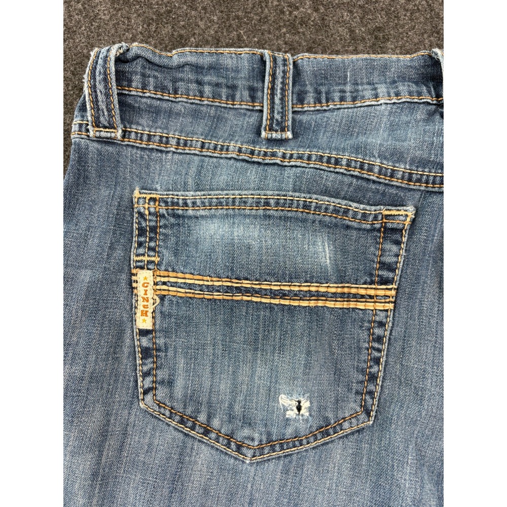 Cinch Carter 2.0 Mens Distressed Relaxed Bootcut Jeans Blue 38x36 (FITS 35x34) - Picture 9 of 12